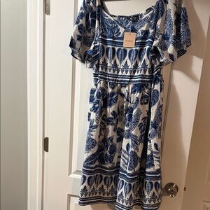 BloomChic Navy and White Floral Print Dress